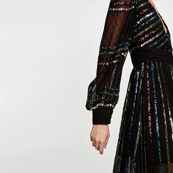 NWT Rococo Sand black sequin polka dot maxi dress - Picture 6 of 10